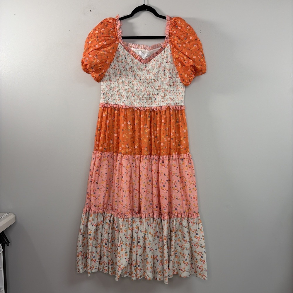 Ivy City Women XXL Emily Sorbet Smock Top Puff Sleeve Tiered Peasant Fairy Dress - Picture 2 of 8